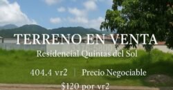 Lote en venta en Residencial Quintas del Sol, El Progreso Yoro | 282.64 m² (404.4 vr²)