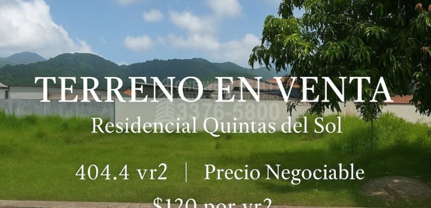 Lote en venta en Residencial Quintas del Sol, El Progreso Yoro | 282.64 m² (404.4 vr²)