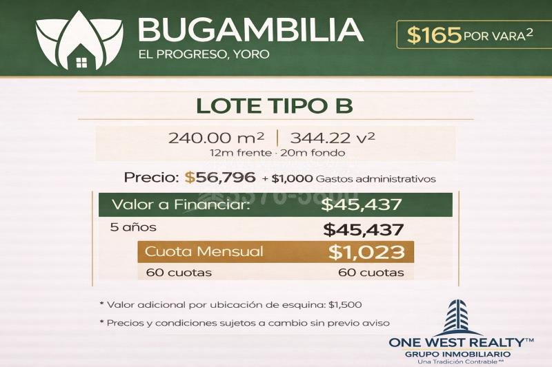 Residencial Bugambilia Lote B disponible