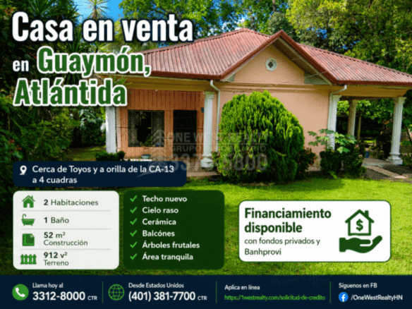 Casa en venta en Guaymón Atlántida