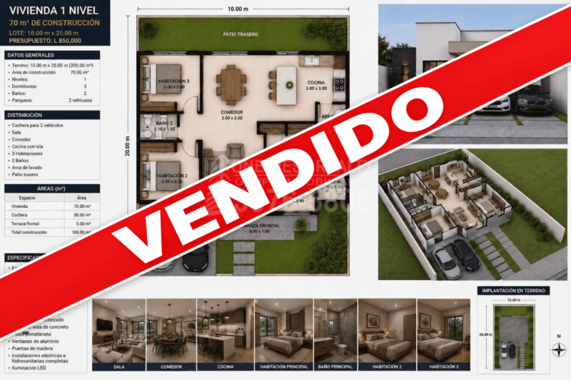 Moderna Residencia Contemporánea de 3 Habitaciones y 2 Baños en El Progreso, Yoro