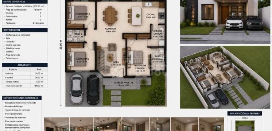 PREVENTA | Moderna Residencia Contemporánea de 3 Habitaciones y 2 Baños en El Progreso, Yoro