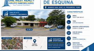 Lote Comercial de Esquina en Venta en El Progreso, Yoro – 720 V² en Zona de Alto Crecimiento