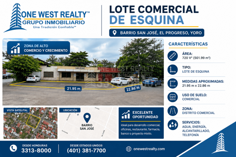 Lote comercial en venta en El Progreso Yoro