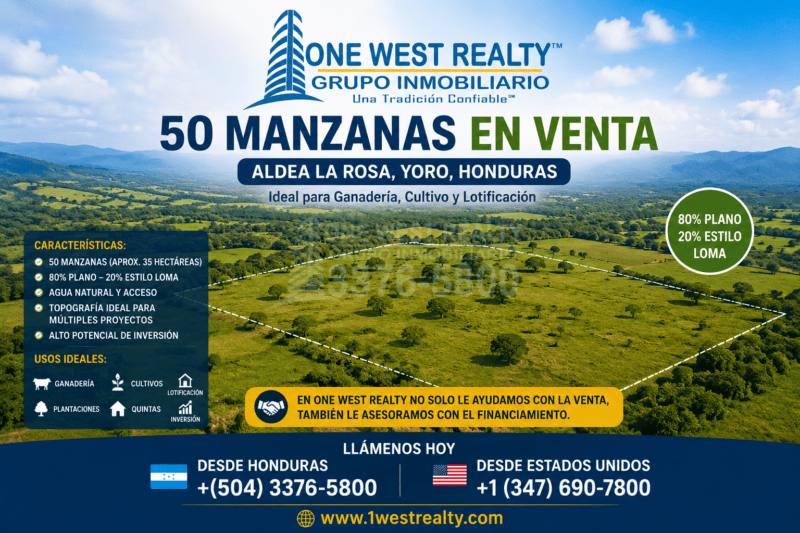 50 manzanas en venta en Yoro Honduras