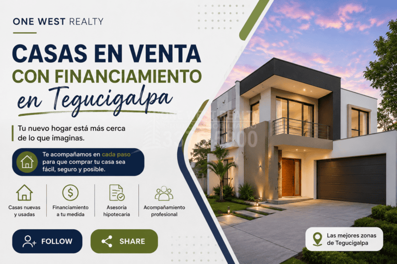 One West Realty impulsa la Venta de casas con financiamiento en Tegucigalpa