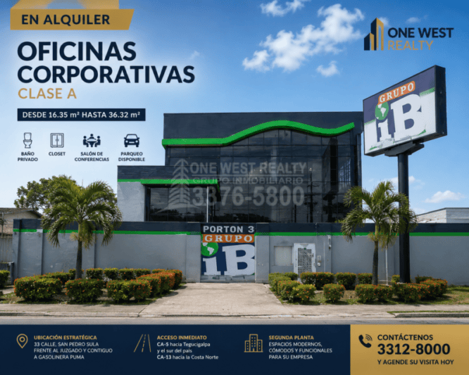 Oficinas Corporativas Clase A en Alquiler San Pedro Sula