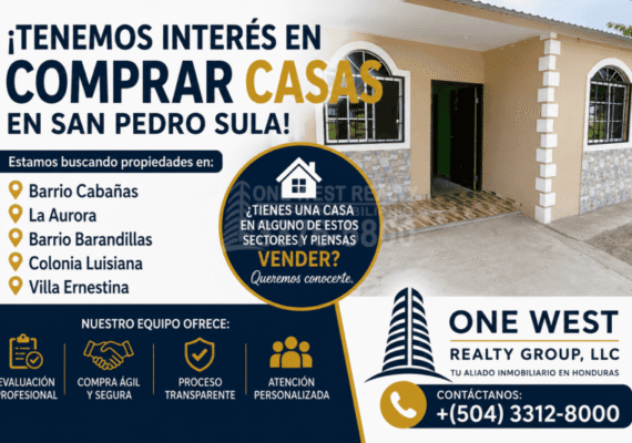 One West Realty busca comprar casas en sectores estratégicos de San Pedro Sula